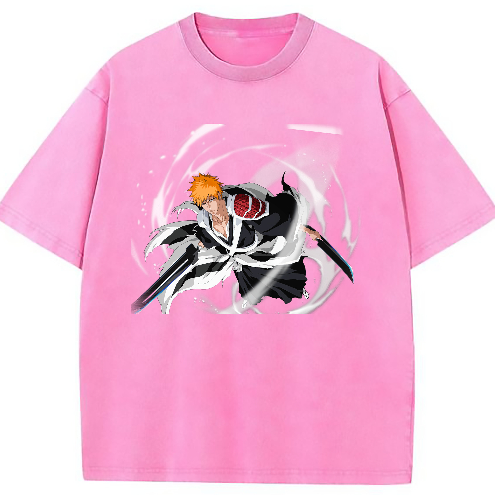 （画像用） ブリーチ 黒崎一護（くろさき いちご）BLEACH Kurosaki Ichigo 綿100% ヴィンテージ風 半袖Tシャツ（フロントプリント）